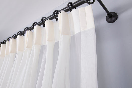 Cream Color Sheer Voile Curtain: Triple Pinch Pleat Tulle Drapery with Adjustable Hooks