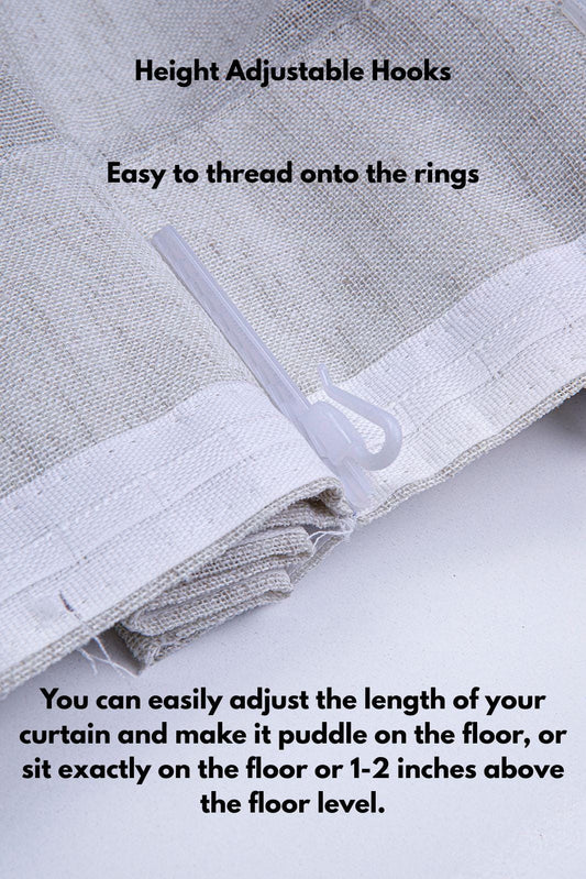 Triplet Pinch Pleated Heavy Weight Linen Sheer Curtains: Adjustable Height Hooks