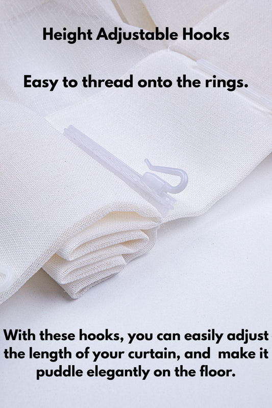 Pinch Pleated Faux Linen Sheer Curtains: Adjustable Height Hooks