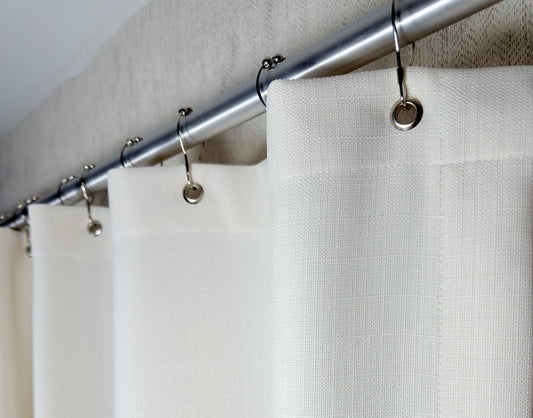 Custom Size Linen Fabric Shower Curtain | Natural Washable Bathroom Decor with Rust-Resistant Grommets & Modern Farmhouse Style Design