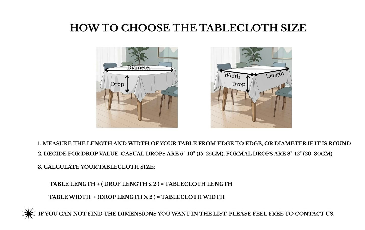 Water Repellent Tablecloth: Stain Resistant Cotton-Polyester Blend, Custom Size