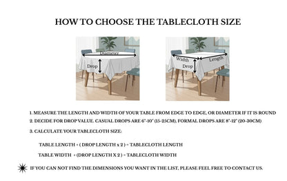 Water Repellent Tablecloth: Stain Resistant Cotton-Polyester Blend, Custom Size