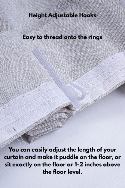 Triplet Pinch Pleated Heavy Weight Linen Sheer Curtains: Adjustable Height Hooks