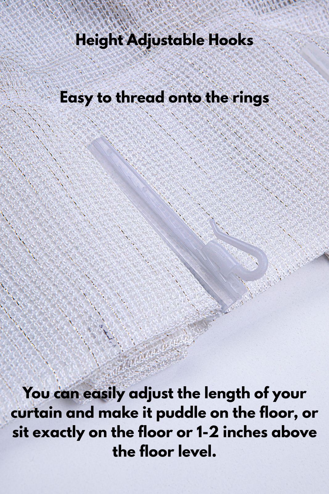 Pinch Pleated Sheer Curtains: Adjustable Height Hooks