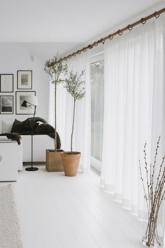 Extra Wide Sheer Voile Curtains: Natural Linen Effect, Custom Size