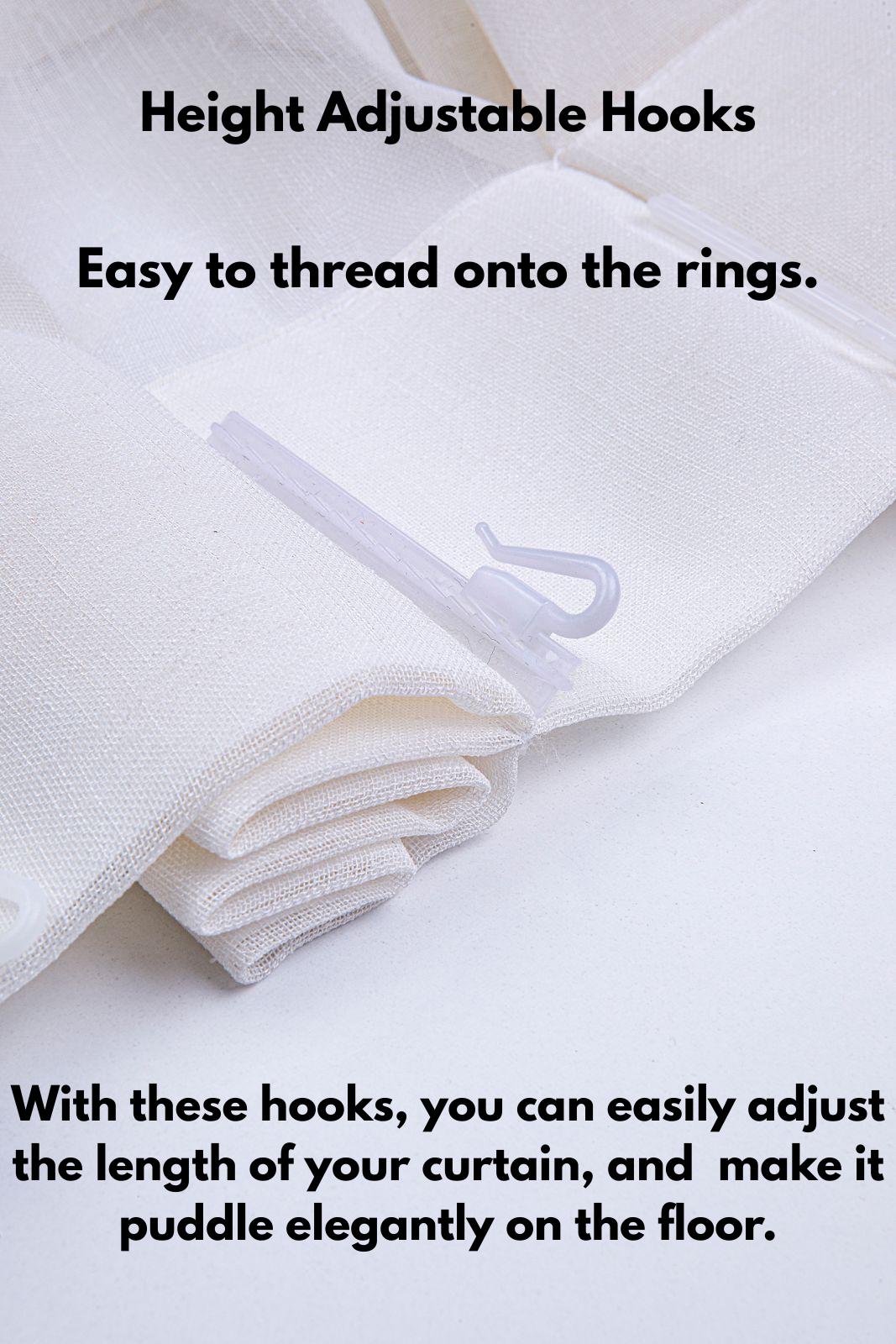 Pinch Pleated Faux Linen Sheer Curtains: Adjustable Height Hooks