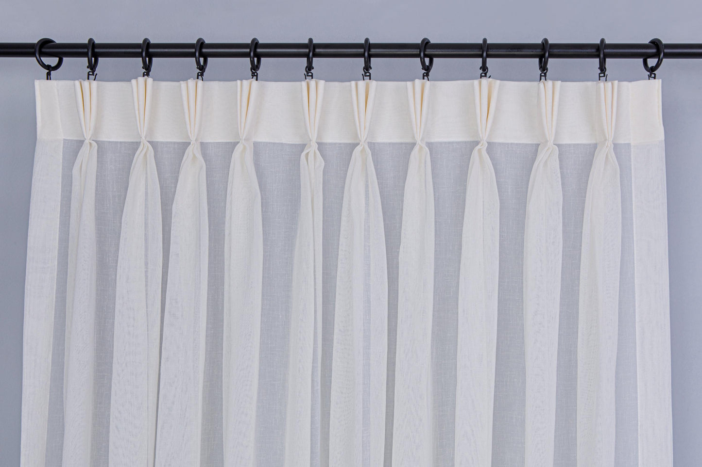 Pinch Pleated Faux Linen Sheer Curtains: Adjustable Height Hooks