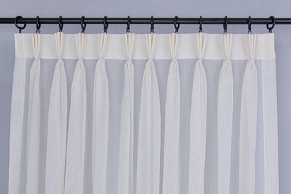 Pinch Pleated Faux Linen Sheer Curtains: Adjustable Height Hooks