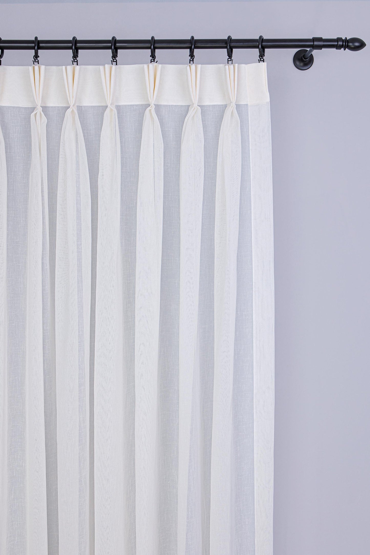 Pinch Pleated Faux Linen Sheer Curtains: Adjustable Height Hooks
