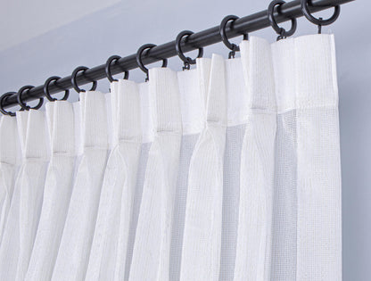 Pinch Pleated Sheer Curtains: Adjustable Height Hooks