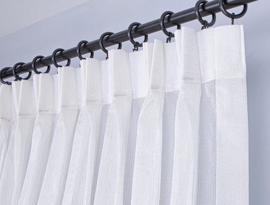 Pinch Pleated Sheer Curtains: Adjustable Height Hooks