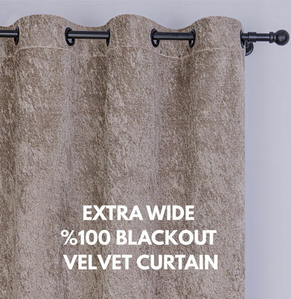 100% Blackout Velvet Curtain: Double Sided Thermal Insulated Drapes - Custom Size