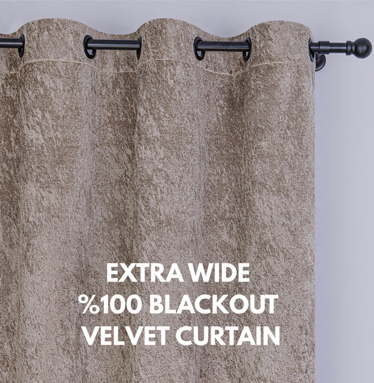 100% Blackout Velvet Curtain: Double Sided Thermal Insulated Drapes - Custom Size