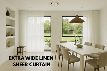 Extra Wide Linen Sheer Curtains: Bedroom & Living Room - Custom Size