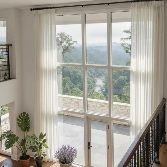 Extra Long Linen Sheer Curtain for 2 Story Windows