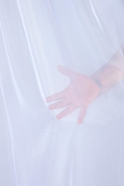 White Color Sheer Voile Curtain: Triple Pinch Pleat Tulle Drapery with Adjustable Hooks