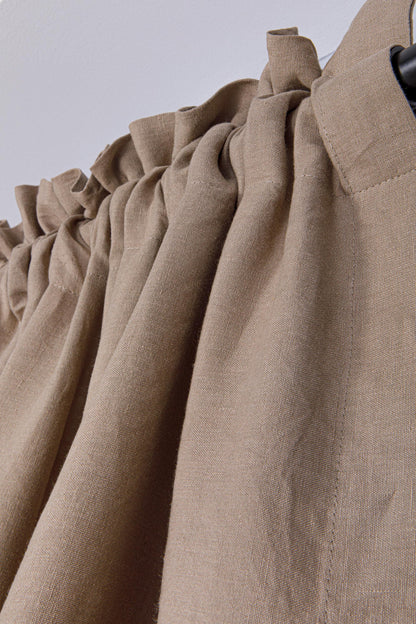 Natural Linen Curtain Panel: Farmhouse Rod Pocket Drapes, Custom Size