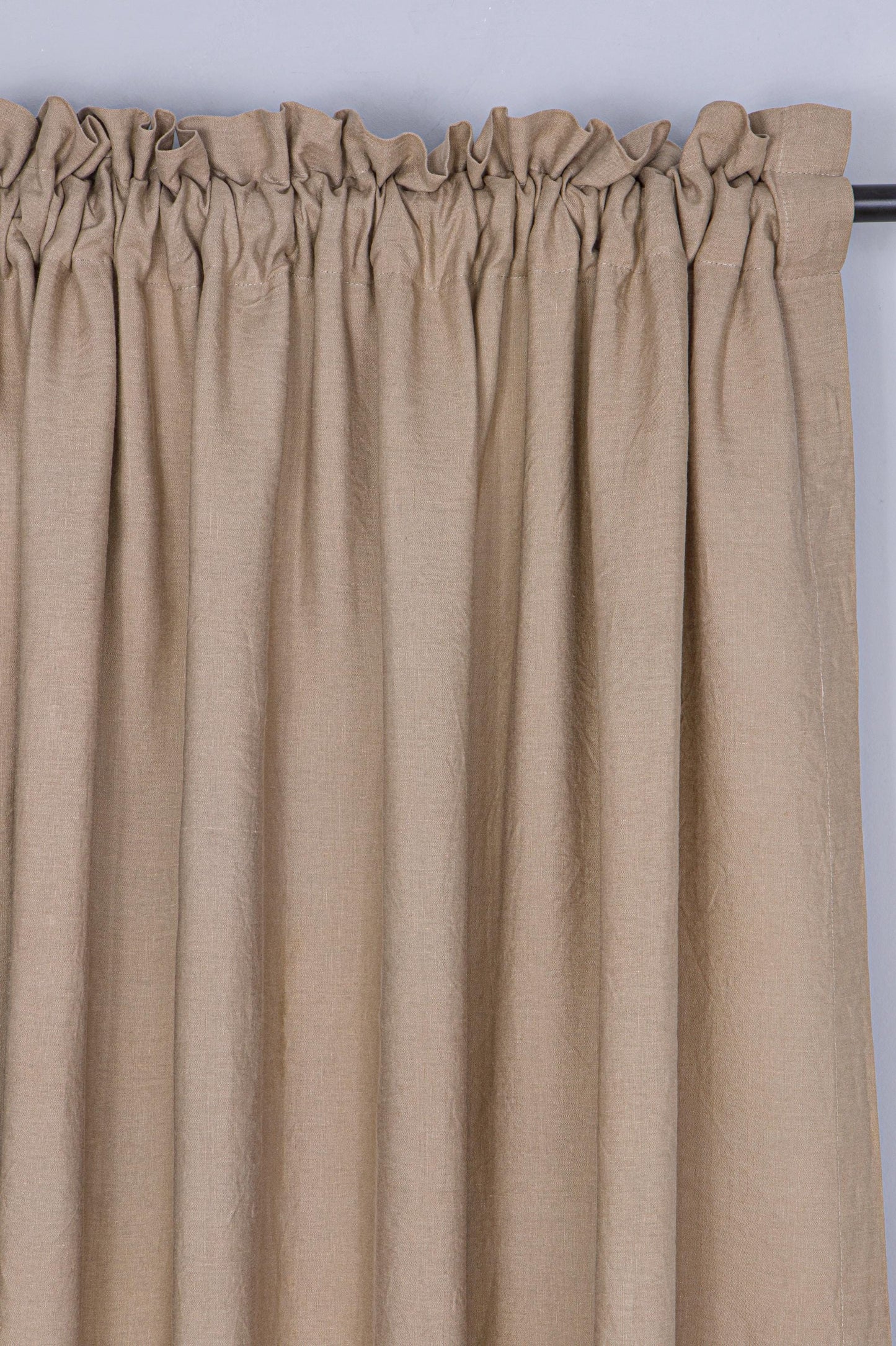 Natural Linen Curtain Panel: Farmhouse Rod Pocket Drapes, Custom Size