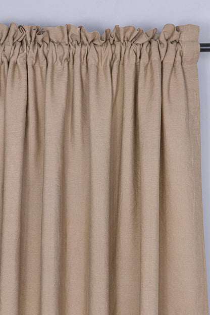 Natural Linen Curtain Panel: Farmhouse Rod Pocket Drapes, Custom Size