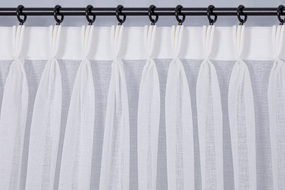 Triplet Pinch Pleated Heavy Weight Linen Sheer Curtains: Adjustable Height Hooks