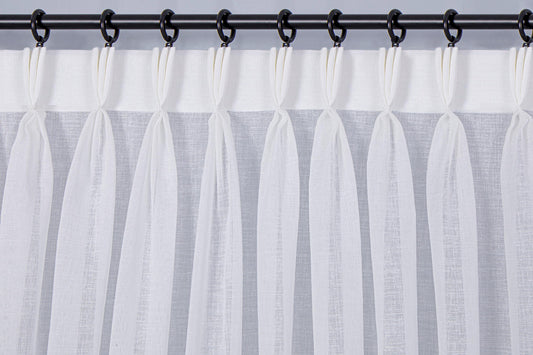 Triplet Pinch Pleated Heavy Weight Linen Sheer Curtains: Adjustable Height Hooks