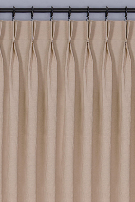Linen Curtain Panel: Double Pinch Pleated Custom Drapery
