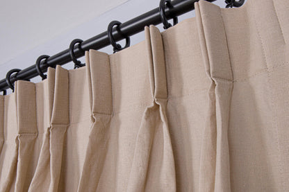 Linen Curtain Panel: Double Pinch Pleated Custom Drapery