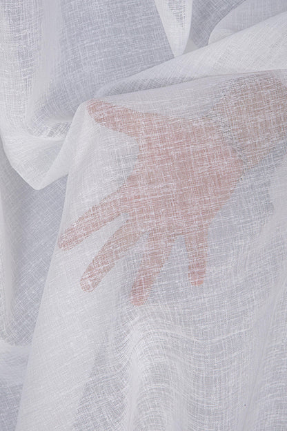 Triplet Pinch Pleated Heavy Weight Linen Sheer Curtains: Adjustable Height Hooks