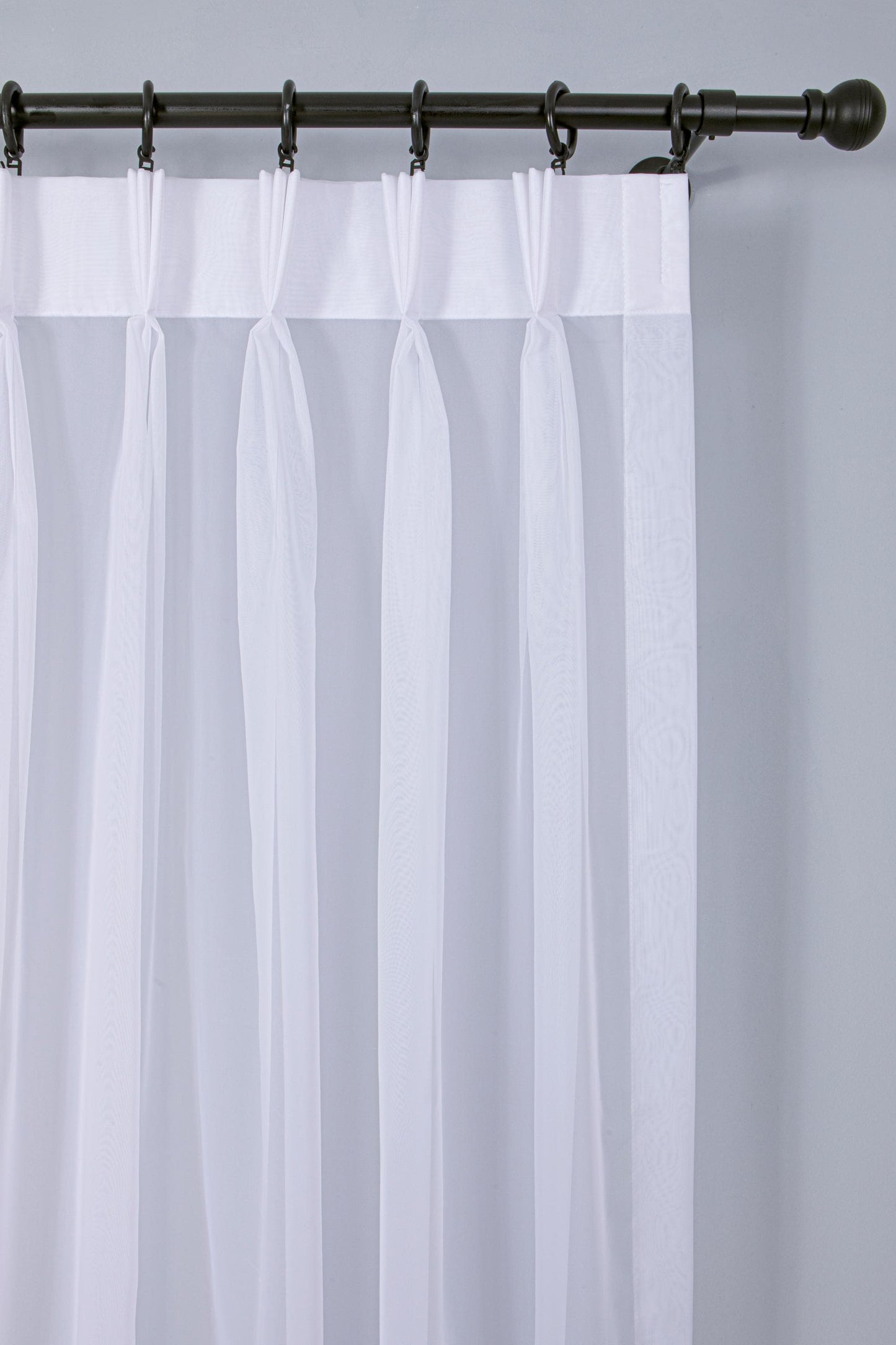White Color Sheer Voile Curtain: Triple Pinch Pleat Tulle Drapery with Adjustable Hooks