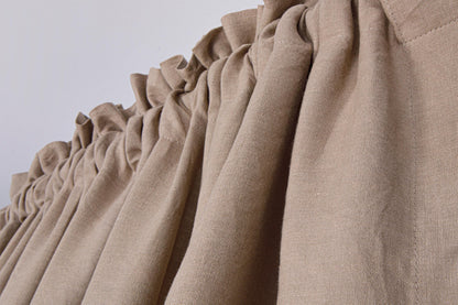 Natural Linen Curtain Panel: Farmhouse Rod Pocket Drapes, Custom Size