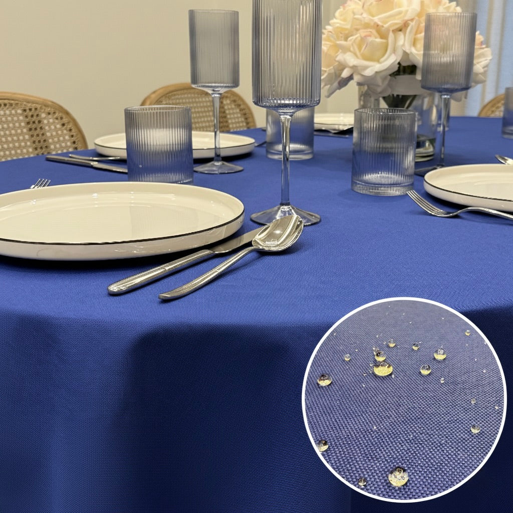 Water Repellent Tablecloth: Stain Resistant Cotton-Polyester Blend, Custom Size